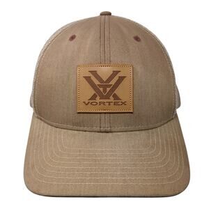 Vortex Patch Snapback Mesh Back Trucker Hat Brown One Size Adjustable
